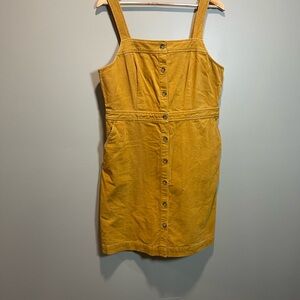J. Crew Yellow Button-Front Corduroy Mini Dress